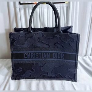 Christian Dior BO TOTE Book Tote Medium Bag Canvas Women's Navy